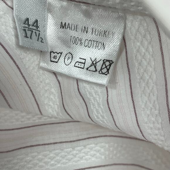 Ermenegildo Zegna Button Up Formal Dress Shirt Light Pink White Stripe XL 17 1/2 - Picture 8 of 8